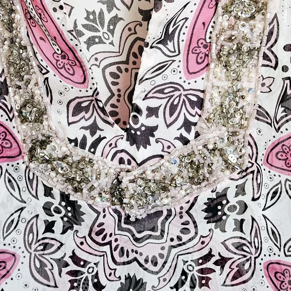 Allen B by Allen Schwartz Boho Silk Long Flare Sleeve Tunic Size L NWT - Picture 8 of 11